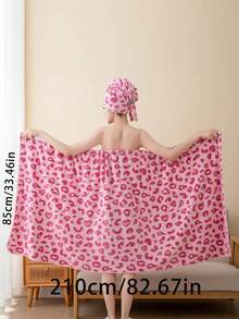 1pc Women's Wearable Bath Towel, Multiple Colors, Polyester Fiber Jacquard Heart & Letter Pattern Bathrobe Or Kitchen Hand Towel, Face Towel, Hair Drying Cap, Absorbent Quick-Dry Soft, Suitable For Bathroom, Hotel, Party, Beach, Travel, Holiday Gift