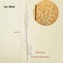 2 szt. 27,95-calowe dekoracyjne lampki LED z gałęzi brzozy, idealne na Halloween, do dekoracji domu, na ścianę, do sypialni, na prezent z okazji ukończenia szkoły, do ogrodu, na Boże Narodzenie, do pokoju, salonu, na stół jadalny, do wazonu, na wesele, do ogrodu, na imprezę, na prezent, na podwórko, na kolację, do baru