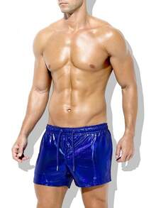 Men's Holographic Metallic Short Sparkly Shiny Short Pants Rave Outfit Hot Shorts With Pockets And Drawstrings - A6-blue-ck3118 - View 10