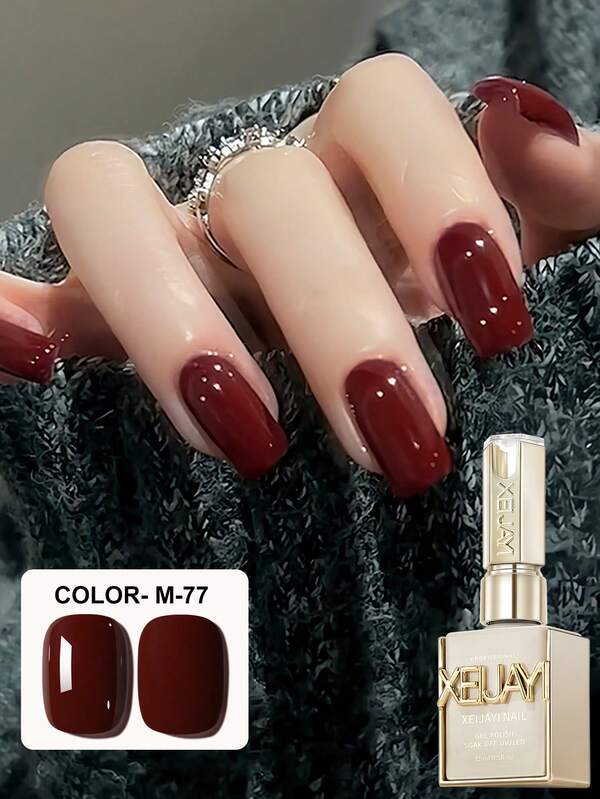 XEIJAYI 1瓶15毫升复古红色纯凝胶指甲油，半永久可卸UV/LED美甲凝胶。