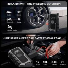 Car Emergency Starter - 6500A Car Emergency Starter Battery Pack, Suitable For Gasoline Engines Up To 10.0L  Engines Up To 8.0L, 12V Portable Car Battery Emergency Starter Box With 3.0-Inch LCD Display. - 黑色的 - 查看 7