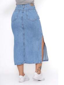 Simple Casual Elegant Cute Pocket Button Zipper Daily Denim Skirt - Màu xanh lam - Xem 2