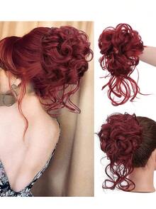 Synthetic Messy Chignon Fake Hair Circle Hair Bun Extensions Scrunchy Black Wig Curly Hair With Tail For Women Girl Hairpieces, Hair Accessories
