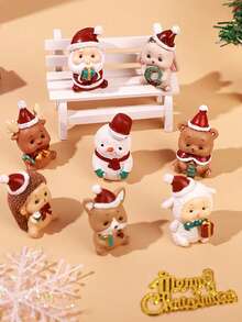Christmas Decor Miniature Landscape, Cute Cartoon Santa Claus, Christmas Tree, Animal Ornaments, Gift