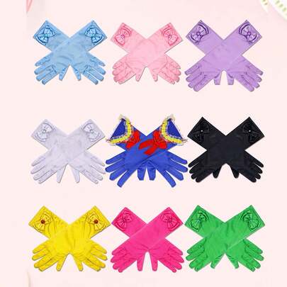 1 Pair, Ice Princess Costume Gloves, Party Accessories, Blue, Pink, 9 Colors Available, Cosplay Role Play Gloves Decor