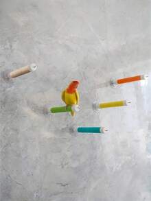 1 Set Vibrant Bird Perch Stand With Colorful Wrap - Easy Clean, Durable, Firm Installation, Smooth Surface Compatible, Includes 1 Replacement Bandage - Ideal For Parrots, PVC Window & Shower Suction Cup Base - Multicolor - View 6