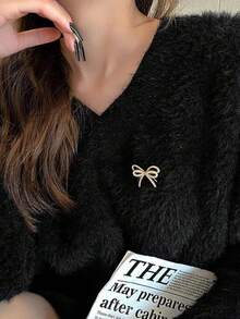 1pc/2pcs Women Elegant Faux Pearl Rhinestone Double Bow Brooch, High-End Female Design Clothing Pins Accessory, Suitable For Daily Anti-Exposure Clothes, Shirts, Dresses, Multi-Occasion Halloween Jewelry Costume Accessories Bag Charms Office Accessories Christmas Gift