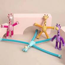Children Suction Cup Giraffe Toys Pop Tubes Stress Relief Telescopic Giraffe Toy Sensory Bellows Toys Anti-Stress Squeeze Toy - Multicolor - View 6