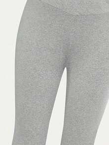 Calça Flare de Malha com Cintura Alta e Cruzada para Meninas, Legging de Ioga Nova de Outono para Crianças, Calça Flare Longa, Calça para Esportes ao Ar Livre - Cinza Claro - Visão 7