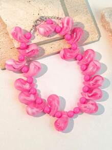 1pc Large Water Drop Bead Necklace, Bohemian Vintage Geometric Design, Handmade Textured Big Bead Necklace For Women, Versatile Accessory Suitable For Beach, Travel, Festivals