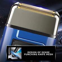 Afeitadora eléctrica recargable Kemei KM-1112 para hombres, 2 en 1, IPX5 impermeable, máquina de afeitar flotante con carga USB - Azul - Ver 6