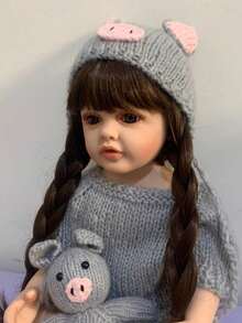 Full Soft Vinyl Body Lifelike 55 CM Reborn Doll 22 Inch Alive Newborn Bebe Lovely Dress Up Toy Handmade Birthday Gift (Some Parts Random)