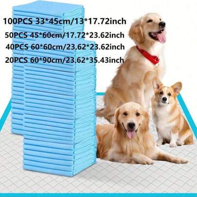 100/50/40/20pcs Super Absorbent Pet Pee Pads, Designed For Large, Medium And Small Dogs Training. Super Absorbent, Leak-Proof, Odor Eliminating, Easy To Clean, Disposable. Suitable For Puppies, Kittens, And Medium/Large Dogs Indoor Training And Daily Use. [Quantity Varies By Specification]