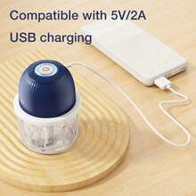 1200mAh Mini Electric Garlic Chopper Powerful Meat Grinder Vegetable Cutter 350ml Large Capacity Glass Jar Effortless Kitchen Tool Portable Design 3 Blades For Chopping Garlic Ginger Chili More