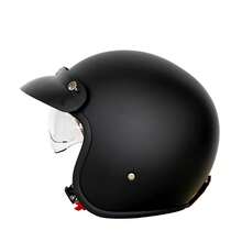 MTN 1 szt. matowy czarny zabytkowy kask motocyklowy z wbudowanym szkłem, odpowiedni do motocykli, skuterów i na każdą porę roku