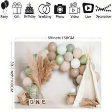 Bohemian Style 1st Birthday Party Backdrop Tent, Birthday Photography Background, Christmas Cake Table Decor - Multicolor - View 4