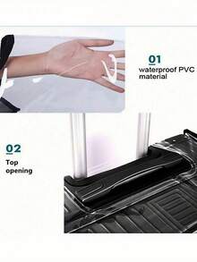 1 قطعة غطاء حقيبة سفر قابل للتعديل 20/24/28/30 بوصة، شفاف/أسود، مقاوم للماء والغبار، غطاء حقيبة سفر مقاوم للخدش من البي في سي الشفاف، حقيبة، حقيبة تخزين