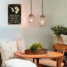 1PC Gothic Halloween Metal Tin Sign When We're Together Every Night Is Halloween Rustic Vintage Wall Plaque Romantic And Spooky Wall Decor For Living Room Bedroom Or Lovers Perfect Gift For Halloween Fans - 彩色 - 查看 7