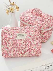 3pcs/1pc Printed Quilted Cosmetic Bag, Lightweight Travel Makeup Bag, Large Capacity Multi-Functional Cosmetic Organizer Pouch Autumn University Essentials Travel Essentials For Holiday Vacation Travel Bag For Women Makeup Organizer - Multicolor - View 10