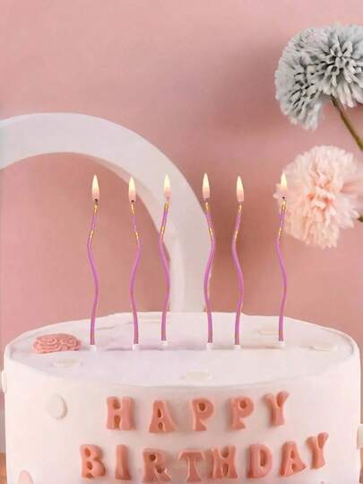 6PCS Champagne Curved Face Candles, Birthday Candles, Birthday Cake Decorations, Cake Decorations, Baking Supplies