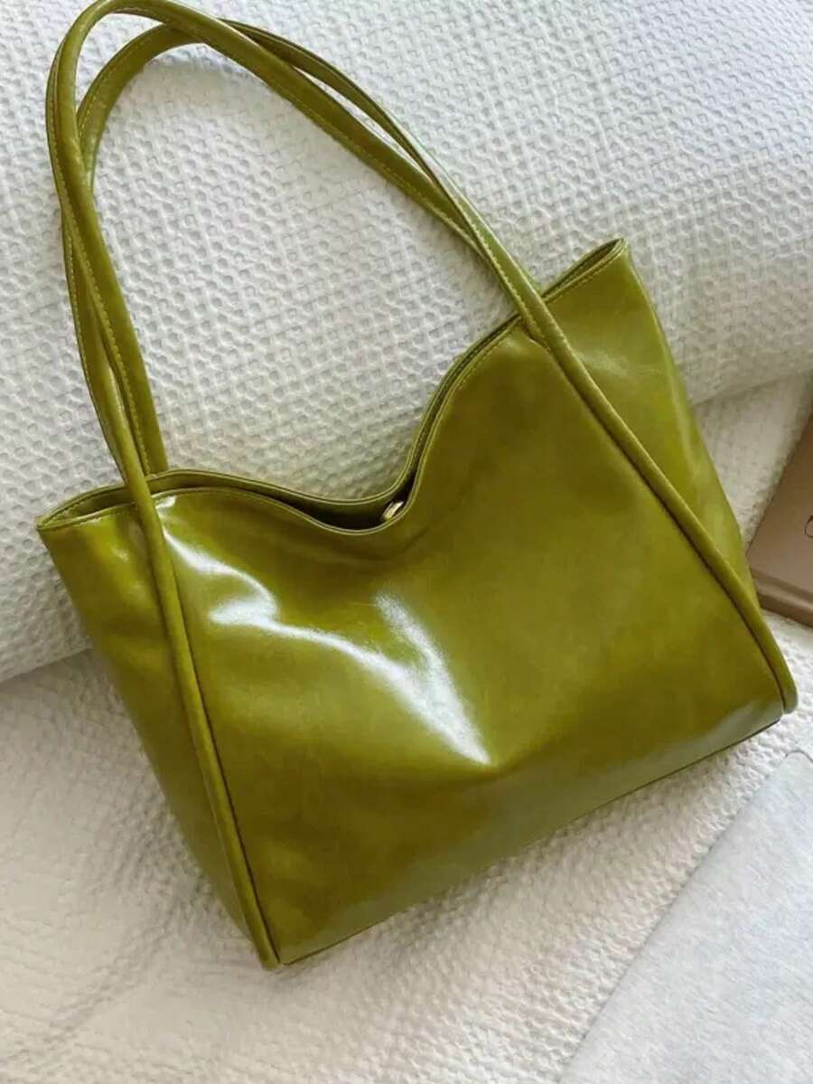 新款软皮大容量手提包，适合课堂通勤手提，独特设计单肩腋下包 - 綠色 - 查看 1