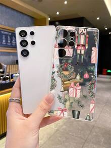 1pc Pink Bow Gift Box Christmas Colorful Rings Jingle Bells Knight Transparent Shockproof TPU Phone Protective Case, Suitable As Holiday Gift For Partner And Friends, Compatible With Apple Xs/Xsmax/Xr/11 12 13 14 15 16pro/Promax/14 15 16plus, Nothing, Pixel, INFINIX, Redmi Series