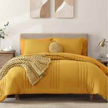 Solid Comforter Set - 7 Pieces Bed In A Bag Bedding Sets With Comforters, All Seasons Down Alternative Comforter With Sheets, Pillowcases & Shams - Bright Yellow - 查看 1