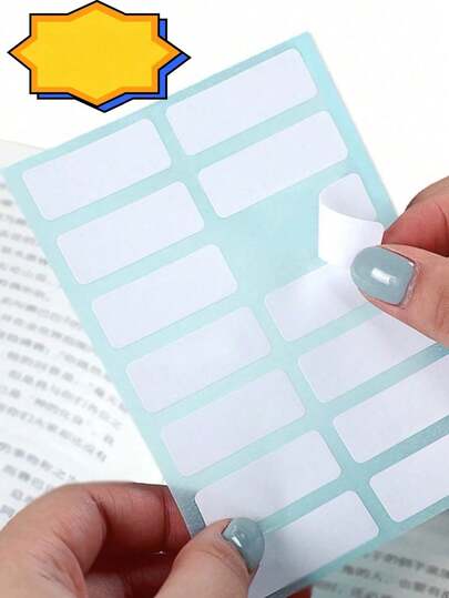 84 pièces/paquet Étiquettes de prix blanches 13 mm x 38 mm auto-adhésives, étiquettes de nom et de numéro vierges, étiquettes de marquage simples et polyvalentes inscriptibles pour le bureau, l'école, les fournitures scolaires à la maison