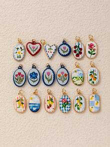 1pc Fashionable And Exquisite INS Cute And Simple Flower Strawberry Bow DIY Pendant, Plated With 18K Gold, Not Easy To Oxidize, Suitable For Wives And Mothers To Freely Match. - Multicolor - View 8