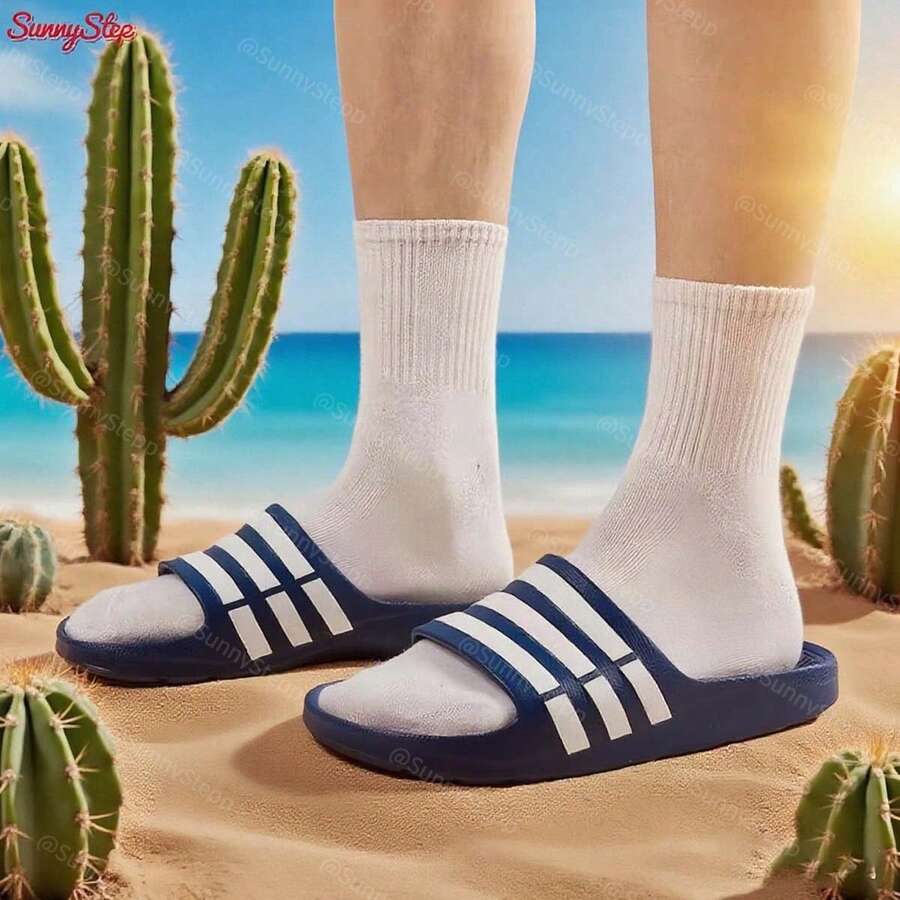 Pantuflas de plataforma a rayas SunnyStep | Modernas y versátiles: la mejor opción para el tiempo libre al aire libre
