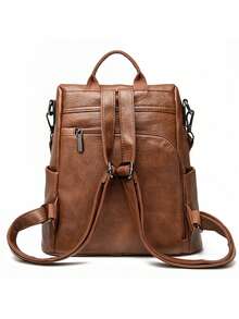 2026 New Retro Women's Leather Backpack Multi Functional Large Capacity Women's Backpack Anti Theft Girls' Travel Backpack Backpack - Brown - View 7