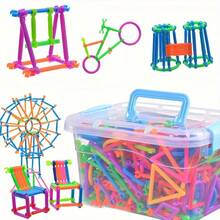 100pcs Magic Wand STEM Building Blocks Set - Teens Puzzle Toys, Inspire Imagination, Engineering Kit, Assorted Colors & Shapes, Perfect Gift For Birthday & Holiday, Random Packaging, No Storage Box - Multicolor - View 1