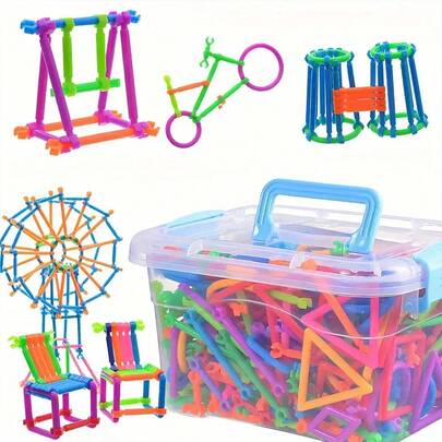 100pcs Magic Wand STEM Building Blocks Set - Teens Puzzle Toys, Inspire Imagination, Engineering Kit, Assorted Colors & Shapes, Perfect Gift For Birthday & Holiday, Random Packaging, No Storage Box
