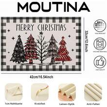 1pc/4pcs Christmas Theme Placemats, Black & White Buffalo Plaid Christmas Tree Placemat Set, Minimalist Faux Linen Rectangular Heat-Resistant Tableware Mat, Suitable For Holiday Gatherings And Parties, Seasonal Christmas Party Kitchen & Dining Decor, 12*18 Inches - Black and White - View 3