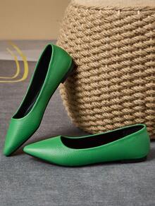 MonaNise 女士尖头时尚低帮平底鞋，户外休闲装，紫色、香槟色、红色、黄色、黑色 - 綠色 - 查看 6