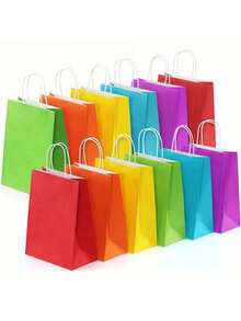 1 件，散装带手柄牛皮纸礼品袋，生日派对礼品袋和婚礼礼品袋，散装礼品包装袋，小型企业用品，最便宜的商品，购物袋，派对袋，派对礼品袋 - 彩色 - 查看 6