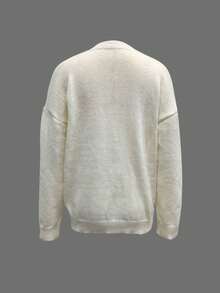 Women's Solid Color Ribbed Pullover Sweater, Daily Wear Long Sleeve Knitwear, Autumn/Winter