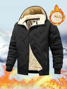 Un set che include la parte superiore e inferiore del corpo, un nuovo set di cappotti imbottiti per sport invernali all'aperto. Giacca imbottita con cappuccio casual da uomo e pantaloni imbottiti, abbigliamento autunnale - nero - Visualizzare 2