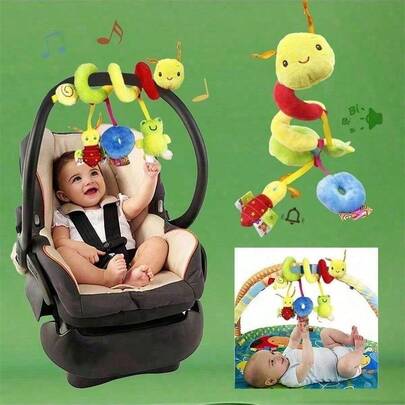 1件婴儿玩具，适合0-6个月婴儿车，螺旋新生儿玩具，毛绒悬挂式感官玩具，适合婴儿床，适合0-12岁男孩女孩，理想礼物（部分颜色随机）（部分部件随机），万圣节装饰