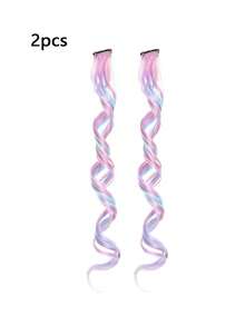 2 件优雅长卷发接发夹，适合所有发型，非常适合日常使用和派对 - 彩色 - 查看 19