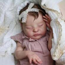 50cm 3D-Paint Skin With Visible Veins Reborn Babies, 20inch Asleep Newborn Doll Baby Girl Toy With Cloth Body And Soft Vinyl Limbs Handmade Birthday Gift For Children 3+