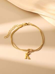 1 件 A-Z 大写 26 个字母不锈钢字母手链，结式情侣款手链，个性化休闲配饰