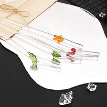 4 件可重复使用的圣诞设计玻璃吸管，长 20 厘米，耐用的厨房配件，适用于派对和鸡尾酒会，包括 1 个清洁刷