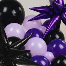 Purple And Black Balloon Garland Kit, 141 Pieces With Star Mylar Balloons For Gothic Themed Parties, For TV Show Fans, Party Decorations