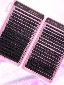 544/640 piezas Racimos de pestañas postizas estilo D Curl de alta capacidad, adecuadas para ojos gruesos y esponjosos, con aspecto natural. Maquillaje de belleza para hacer en casa. Gran capacidad de libro de pestañas individuales para principiantes, artistas de maquillaje, pestañas postizas suaves y duraderas. Extensiones de pestañas segmentadas para ojos de zorro/gato. Libro de pestañas portátil para viajes, adecuado para escenario, boda, exterior, trabajo diario, fiesta de música. Utiliza racimos de pestañas (80D100D/50D60D/30D40D/10D20D)