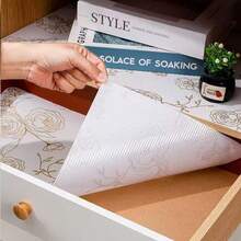 Gold Rose Print Non-Adhesive Drawer Liner: Made Of EVA Material, Removable Kitchen Cabinet Drawer Mat, Spring Summer Picks, Brides Maid Gifts, Room, Bedroom Decor, Bedroom Decor, Beach, Travel, For Men, For Women, Vacation - Clear - View 8