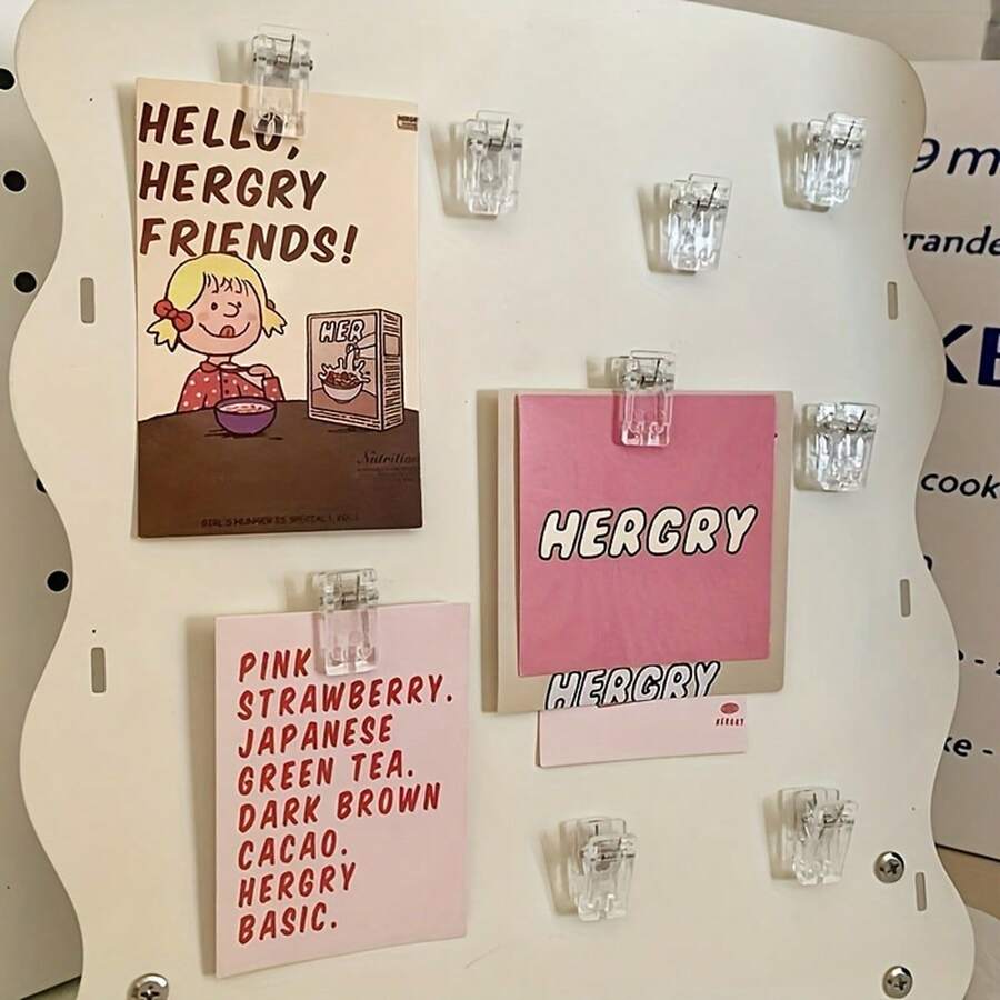 Pince magnétique | Pince magnétique en acrylique transparent | Pince de note de réfrigérateur multifonctionnelle, imprimée avec le texte "Bonjour, amis d'Herby !" Convient pour le tableau blanc de bureau, le cabinet de stockage, le lave-vaisselle et la décoration de la maison, cadeau idéal pour la Saint-Valentin. Pince de note | Design amusant | Plastique durable - Multicolore - Voir 1