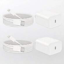 20W 快速充电适配器套装 - PD 20W 充电适配器 + 100cm/3.3ft 快速充电数据线，兼容 14/13/12/11/XS/XR/8/7/6/iPad 系列，壁式充电器 - 白色 - 查看 1