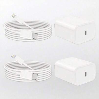 20W 快速充电适配器套装 - PD 20W 充电适配器 + 100cm/3.3ft 快速充电数据线，兼容 14/13/12/11/XS/XR/8/7/6/iPad 系列，壁式充电器
