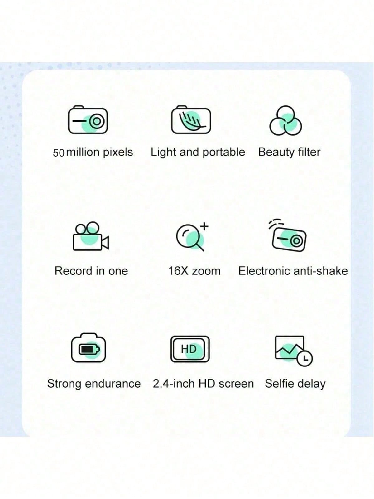 كاميرا رقمية 2.4 بوصة: 50 ميجابكسل، تكبير رقمي 16X...